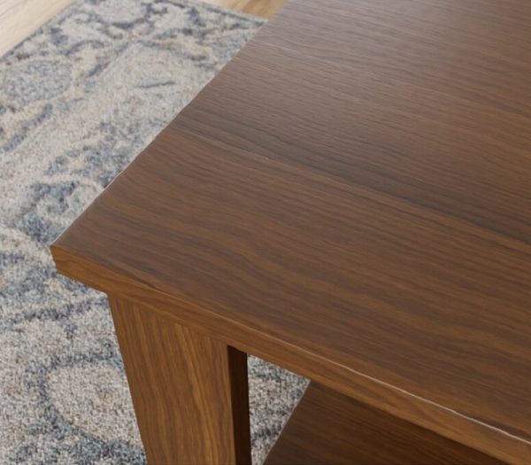 Bàn cà phê vân gỗ bo góc tròn