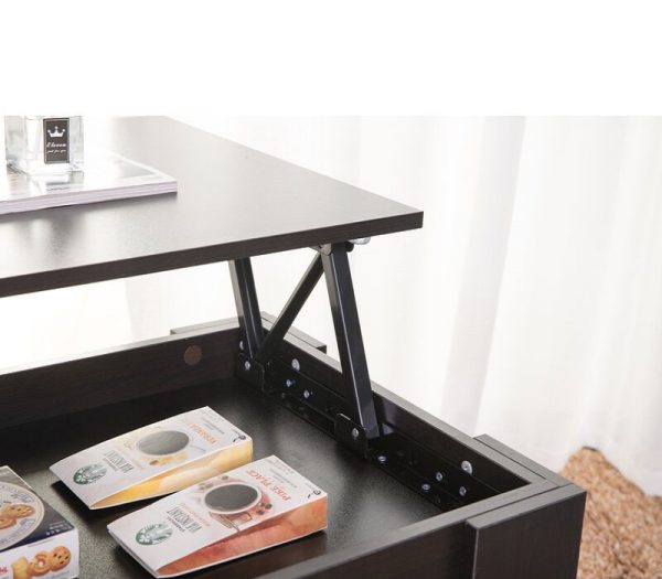 Bàn ghế cà phê nhỏ gỗ đen có mặt bàn ẩn