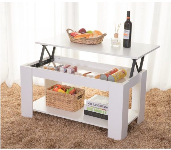 Bàn ghế cà phê nhỏ gỗ trắng trong phòng khách