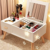 bàn trang điểm mini màu trắng có nắp gương mở