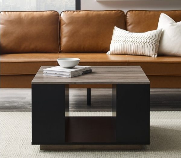 Bàn vuông cafe đen - xám hiện đại