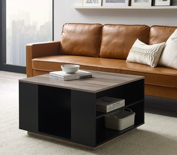 Bàn vuông cafe mặt gỗ xám phong cách