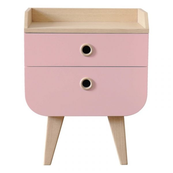Tủ đầu giường gỗ cho bé màu hồng
