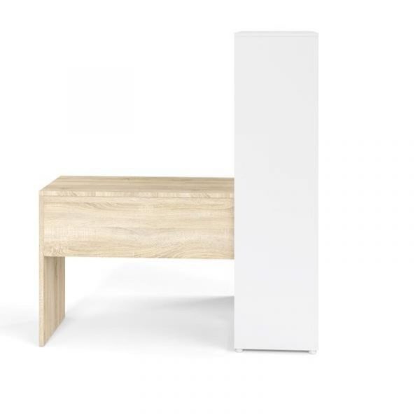 Bàn làm việc chữ L màu trắng