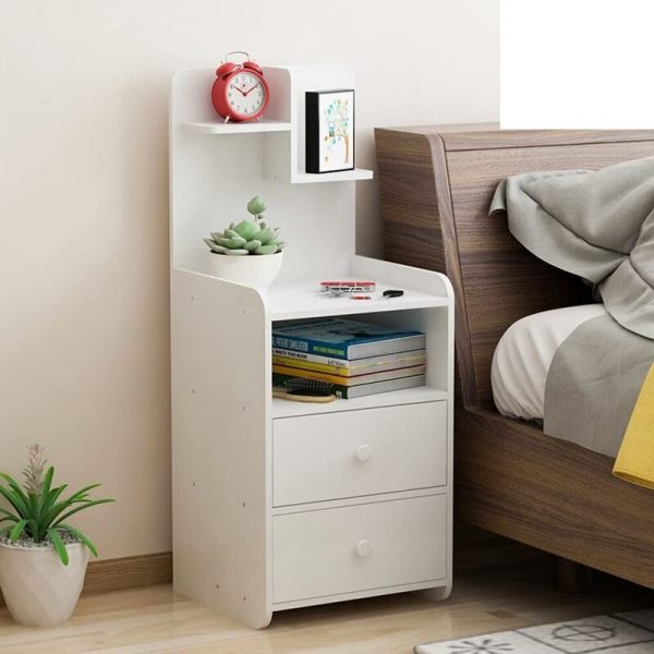 tủ đầu giường hiện đại trắng góc nghiêng