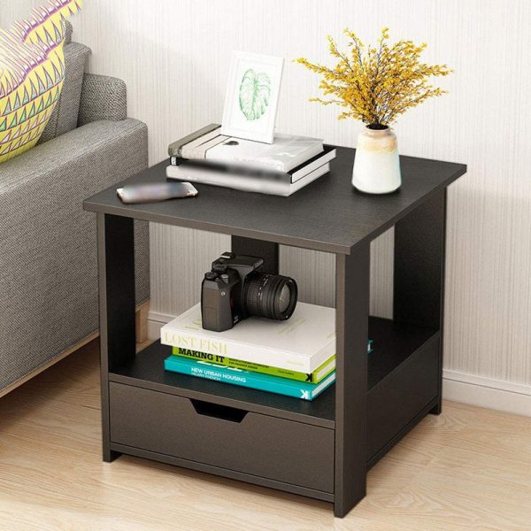 tủ gỗ đầu giường đen