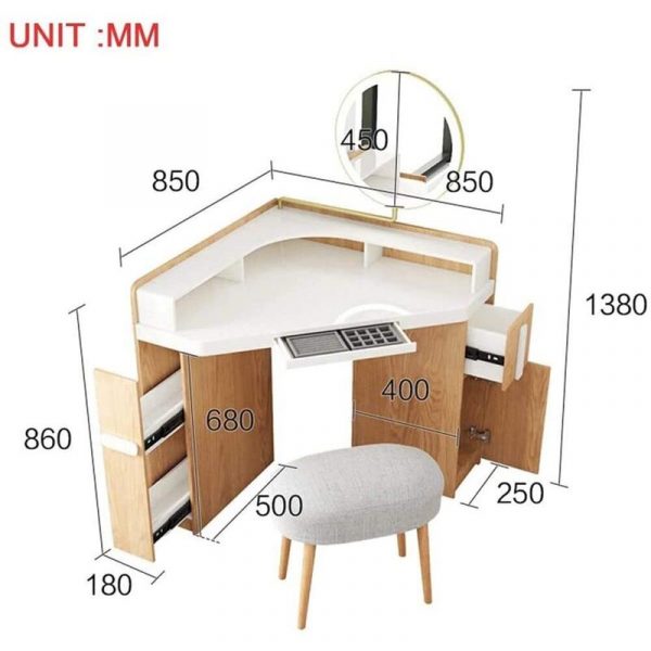 Bàn phấn trang điểm thông số
