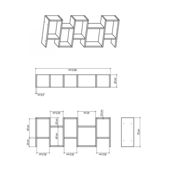 Tủ sách trang trí thông số