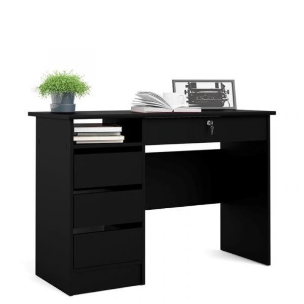 Bàn làm việc có ngăn kéo màu đen