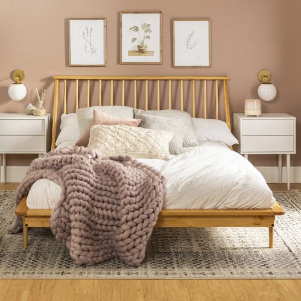 giường tân cổ điển màu gỗ