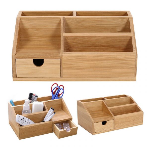 Hộp đựng đồ dùng để bàn bằng gỗ